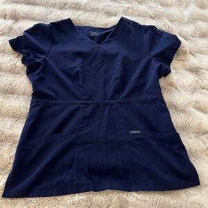 Jaanuu navy faux wrap scrub top